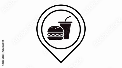 Vector isolated Food Restaurant Icon  with burger and beverage