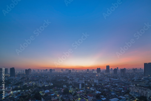 morning time view of sunrise over Bangkok city  thailand