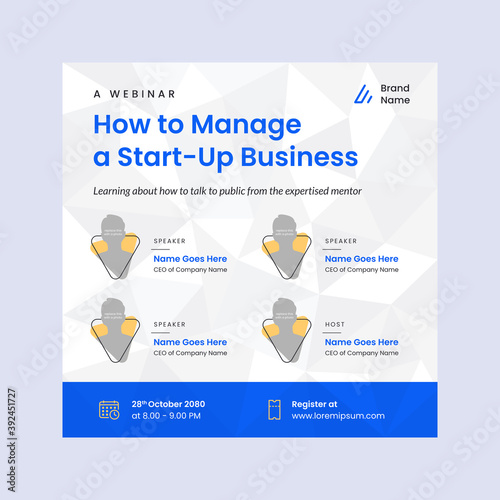 social media webinar poster template vector