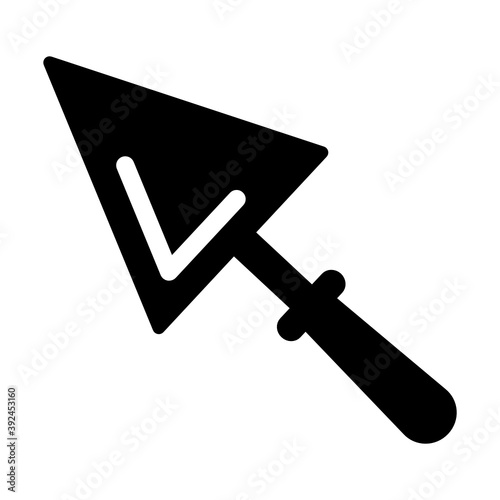 
A digging tool icon, filled design of trowel  
