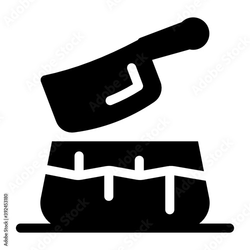 
Knife with meat cutting board depicting meat cleaver icon
