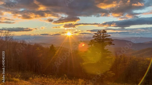 Shenandoah National Park, Virginia, Sunset Timelapse Video in Autumn photo