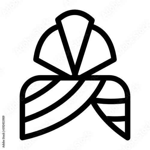 
A man’s head wear with long cloth wrapped over head like a crown, turban icon
