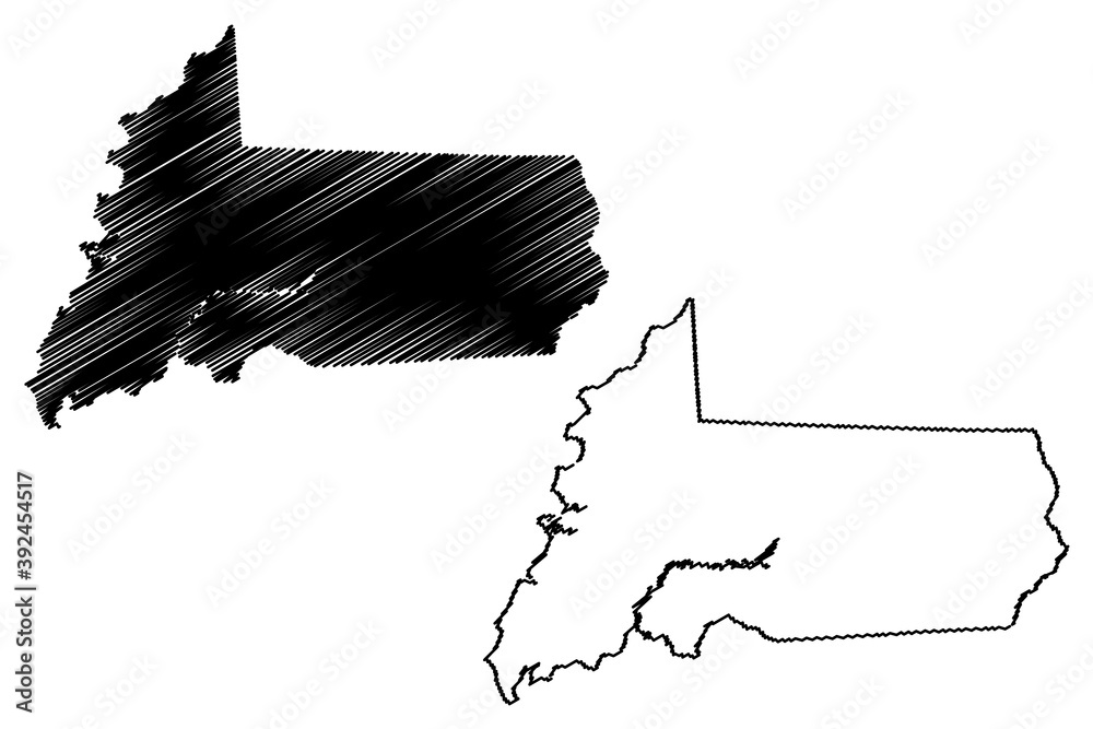 Wicomico County, Maryland (U.S. county, United States of America, USA, U.S., US) map vector illustration, scribble sketch Wicomico map