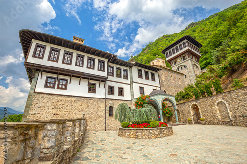 St John the Baptist Bigorski Monastery close to city of Debar, Macedonia. Beautiful summer day with clouds. photo