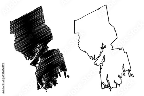 Bristol County, Commonwealth of Massachusetts (U.S. county, United States of America, USA, U.S., US) map vector illustration, scribble sketch Bristol map