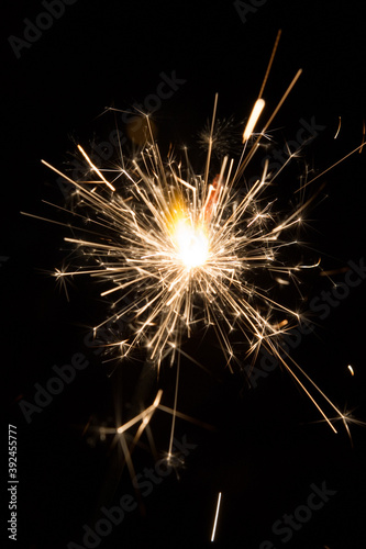 Bengal fire sparkles isolated on black background