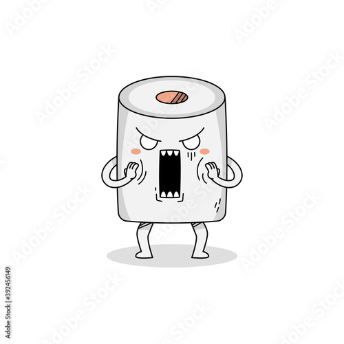 Cute Shocked Toiler Paper Cartoon Character