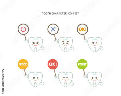 Vector illustration set of tooth characters. Orthodontics