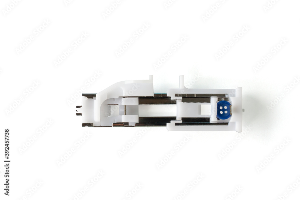 Top view of Buttonhole foot isolated on white background included clipping path.