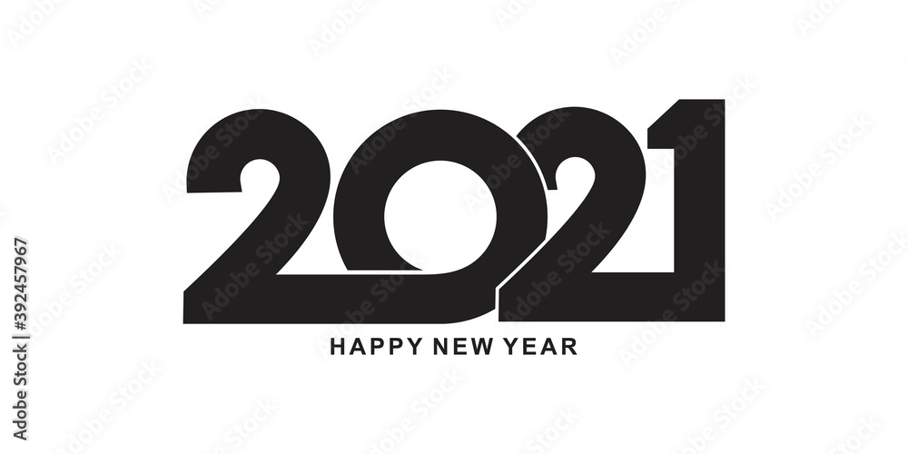 Happy 2021 New Year Greeting Card, logo design. Happy New Year Lettering with burst rays, Holiday Vector Illustration Happy 2021 New Year Greeting Card, logo design. Happy New Year Lettering with burst rays, Holiday Vector Illustration