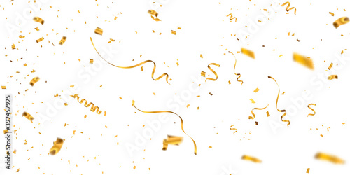 Golden Confetti Stock Image In White Background