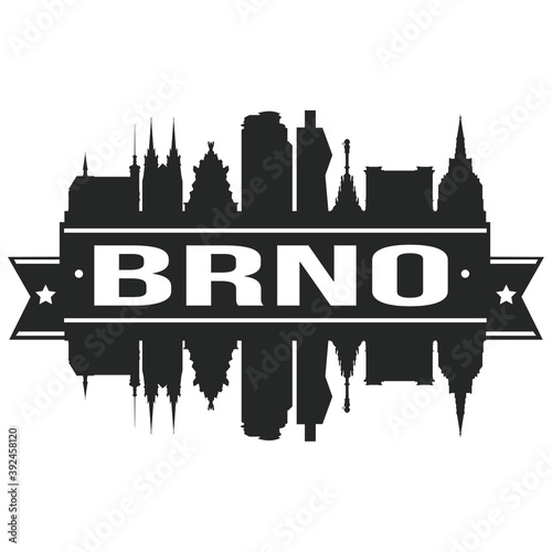Brno Czech Republic Skyline Silhouette City Vector Design Art Stencil.