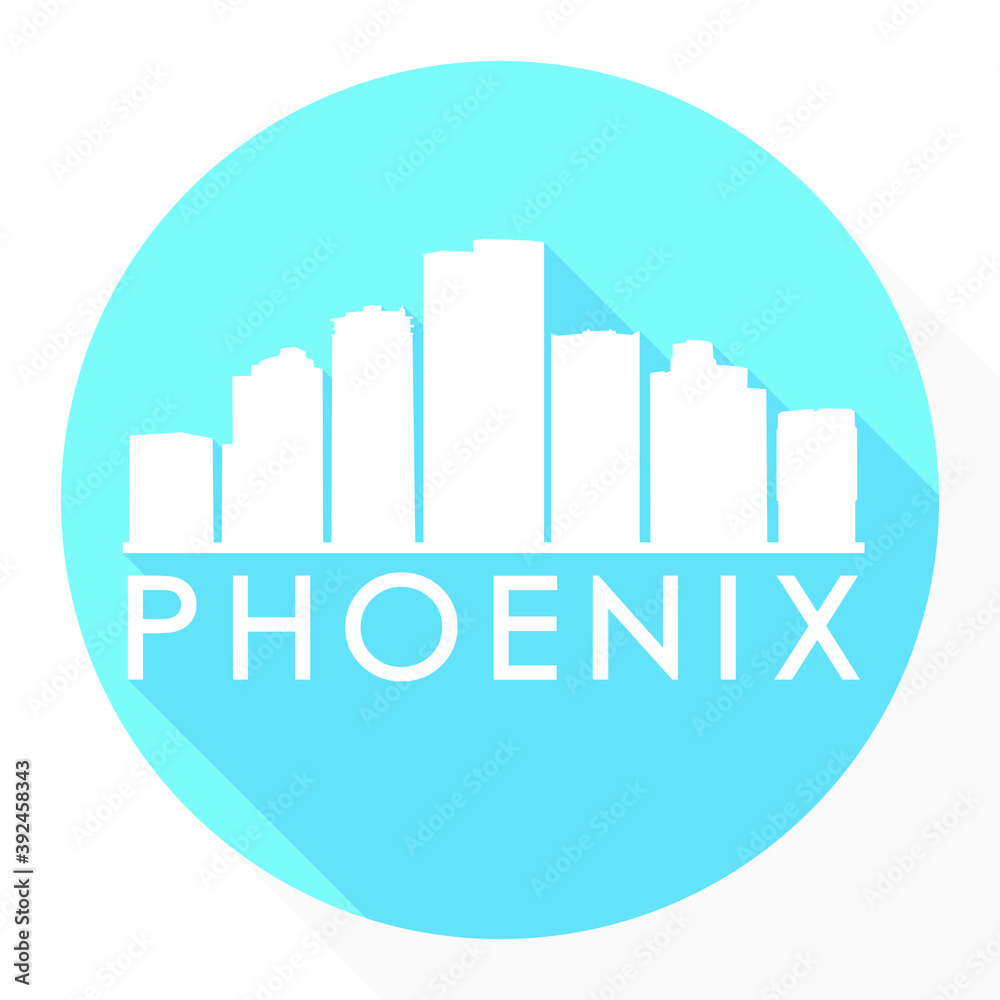 Phoenix Arizona USA Flat Icon Skyline Silhouette Design City Vector Art Famous Buildings Logo.