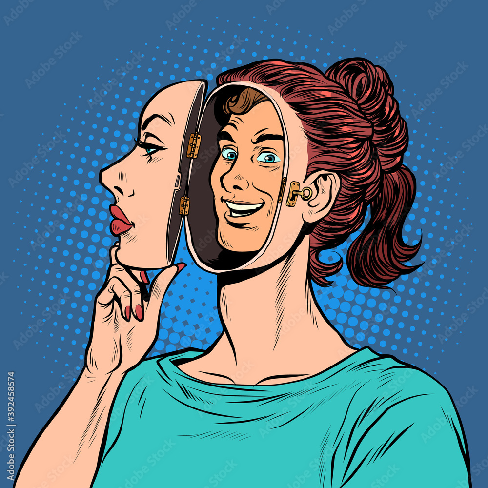 Sex change. Gender identity. A man under the shell of a woman. Transgender  Stock Vector | Adobe Stock