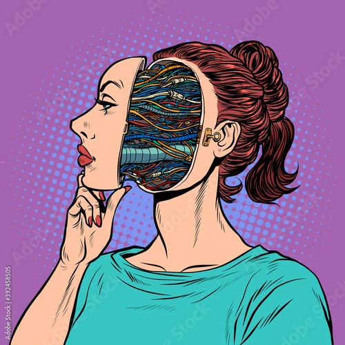 An Android woman pretends to be a human, but inside she is a robot