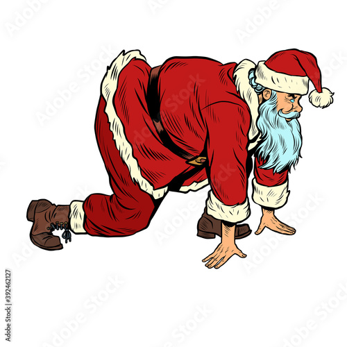 Santa Claus is in the starting position. Christmas race