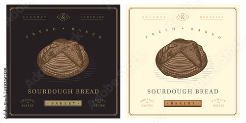 Bakery bread logo template vintage style