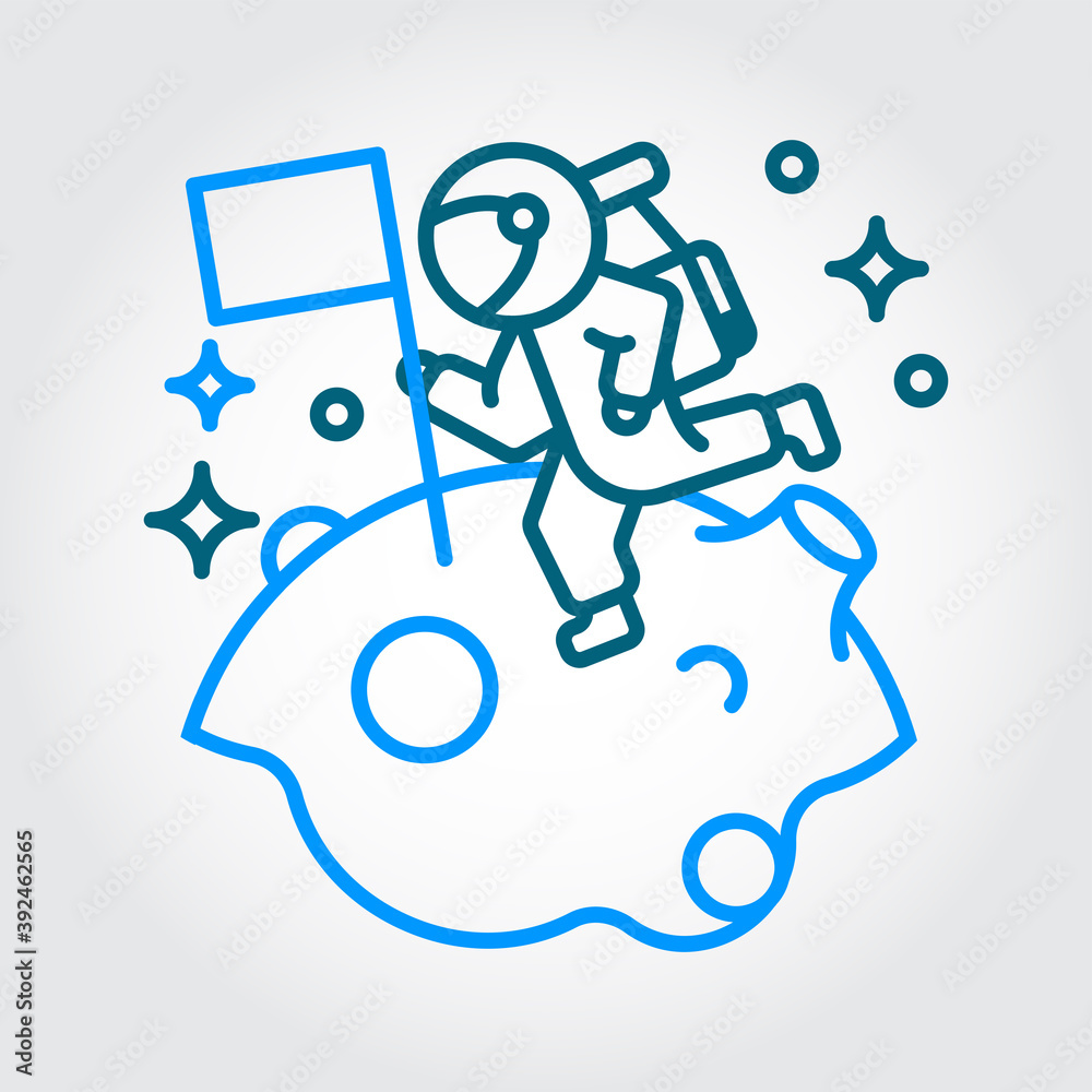 Flat Design astronaut landing on the moon Vector Premium EPS10 Flat Design astronaut landing on the moon Vector Premium EPS10