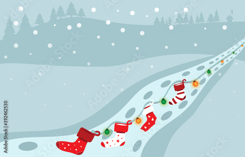 christmas sock in winter of december for decoration gift with happy holiday celebration