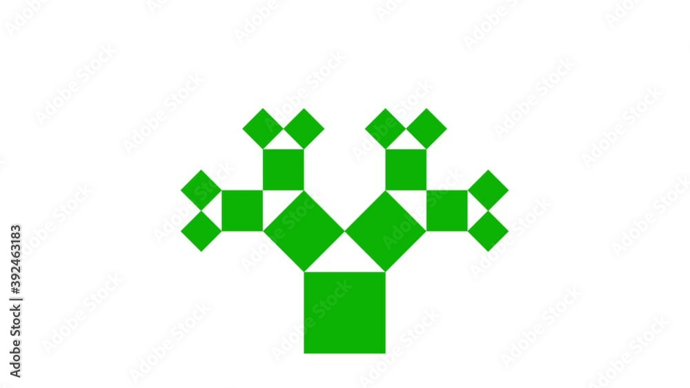 Pythagoras tree animation, pythagorean theorem graphic representation Pythagoras tree animation, pythagorean theorem graphic representation