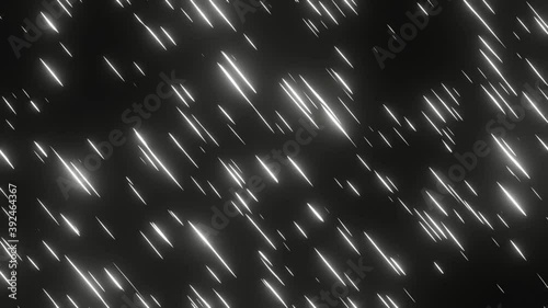 Abstract Rain of Meteoroid. Falling of White Light in Dark Background