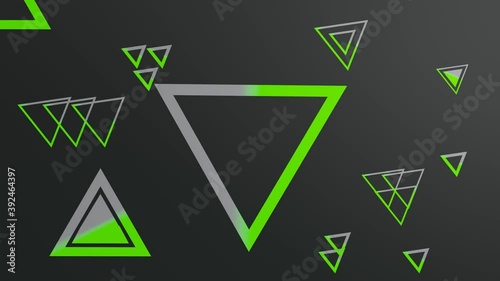 Seamless Rotation of Triangle Shape with grey, white and green color. Background Opening and Ending Video. Looping Animation with Empty Space at Center in 4K