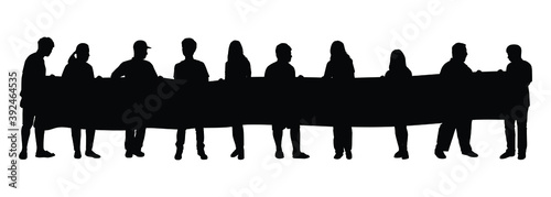 People with label for protesting silhouette vector on white background