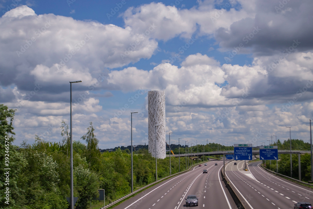 road view with cars