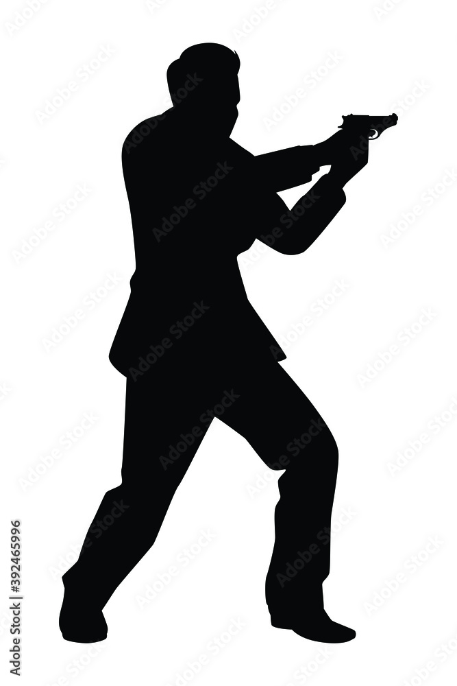 Spy man silhouette vector on white background Spy man silhouette vector on white background