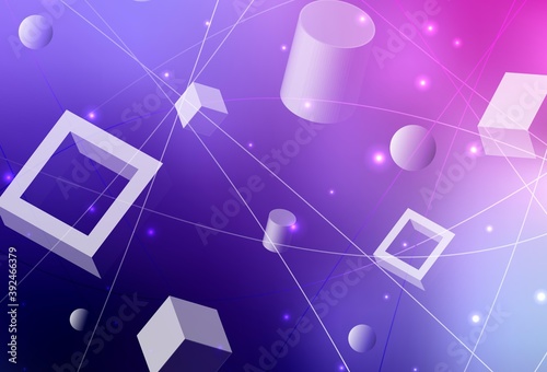 Light Purple, Pink vector pattern with polygonal style with circles.
