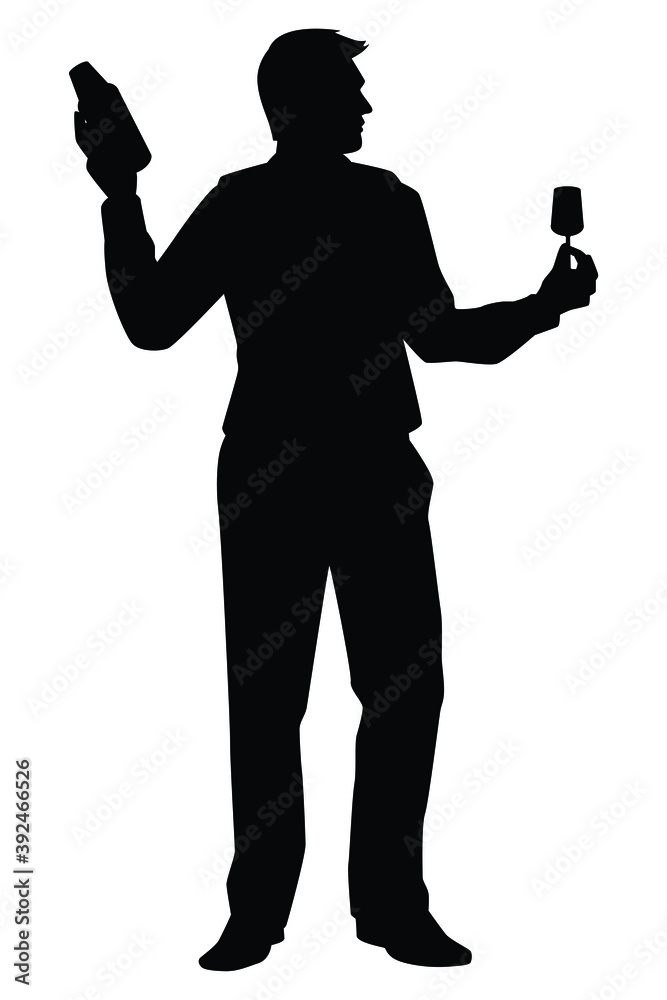 Bartender silhouette vector on white background Bartender silhouette vector on white background