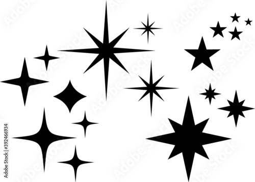 Vector illustration of the bundle of silhouette stars