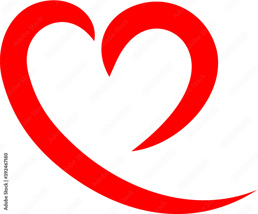 Vector illustration of the red curly heart Vector illustration of the red curly heart
