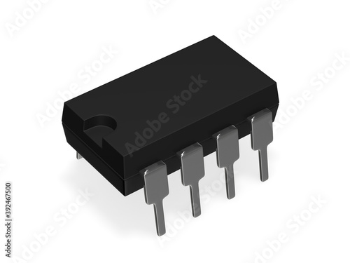Eight pin electronic chip 3d rendering