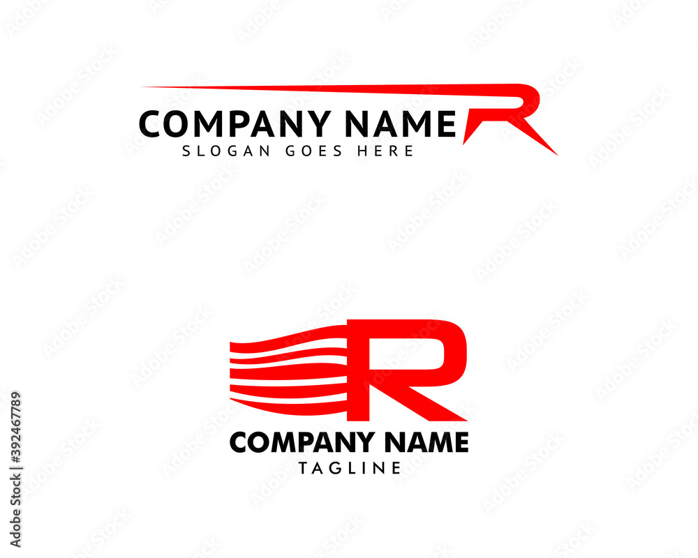 Set of Initial Letter R Fast Design Logo