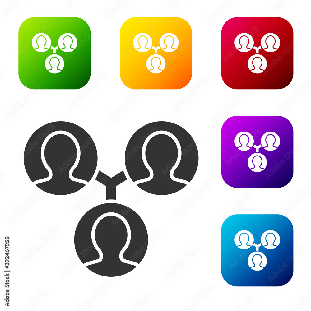 Black Project team base icon isolated on white background. Business analysis and planning, consulting, team work, project management. Set icons in color square buttons. Vector. Black Project team base icon isolated on white background. Business analysis and planning, consulting, team work, project management. Set icons in color square buttons. Vector.