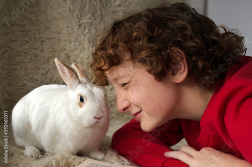 teenage boy with his pet