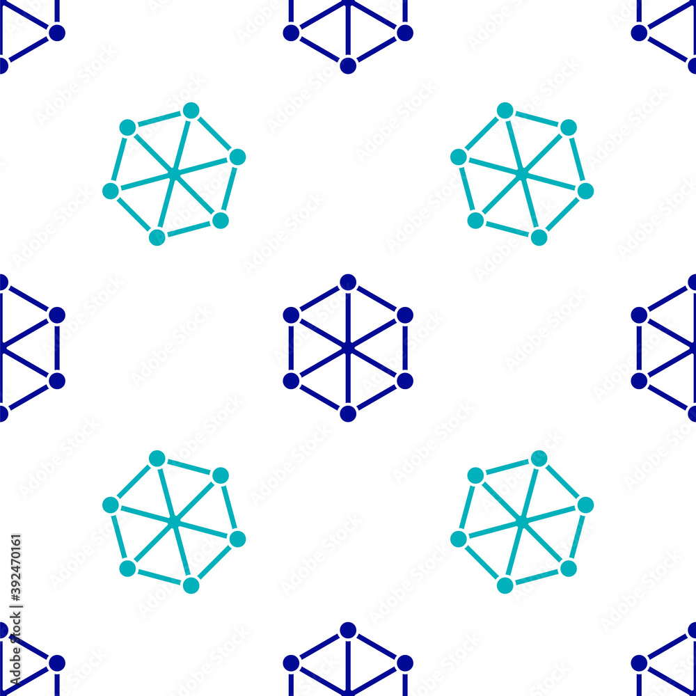 Blue Blockchain technology icon isolated seamless pattern on white background. Cryptocurrency data. Abstract geometric block chain network technology business. Vector. Blue Blockchain technology icon isolated seamless pattern on white background. Cryptocurrency data. Abstract geometric block chain network technology business. Vector.