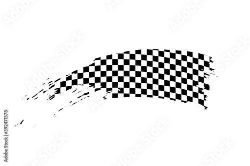 Race flag calligraphy ink brush icon, logo, sign on white background. Sport start and finish line. Vector illustration