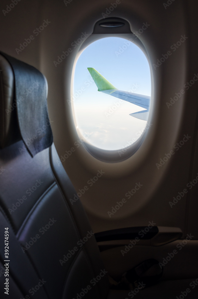 View from the windows seat in an airplane View from the windows seat in an airplane