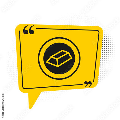 Black Gold bars icon isolated on white background. Banking business concept. Yellow speech bubble symbol. Vector.