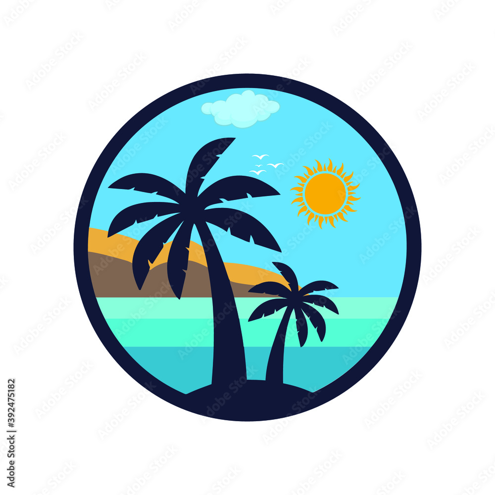 Beach logo design holiday palm 