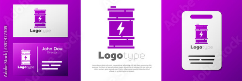 Logotype Bio fuel barrel icon isolated on white background. Eco bio and canister. Green environment and recycle. Logo design template element. Vector.