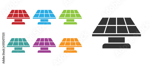 Black Solar energy panel icon isolated on white background. Set icons colorful. Vector.