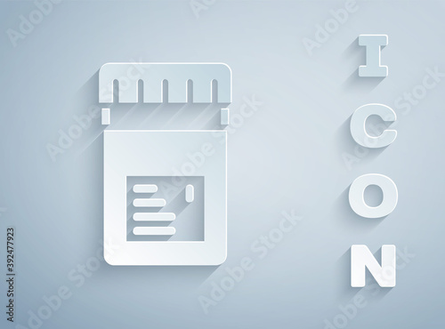 Paper cut Biologically active additives icon isolated on grey background. Paper art style. Vector.