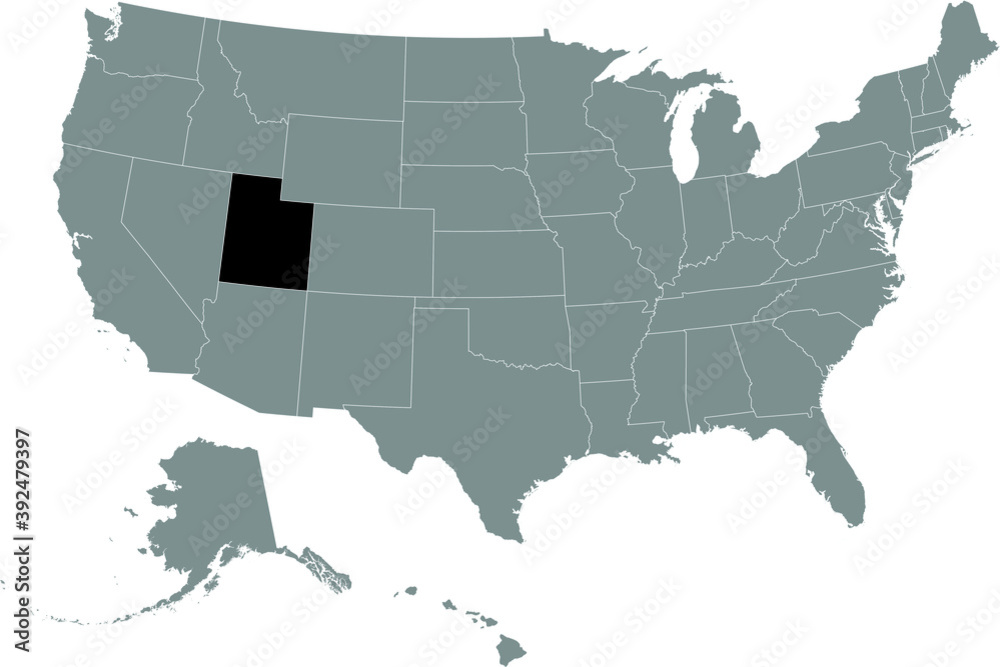 Black location map of US federal state of Utah inside gray map of the United States of America