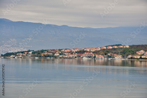 Island Krk - Klimno town and beautiful Green Bay, Croatia . Calm Adriatic Sea. Croatian coastline.