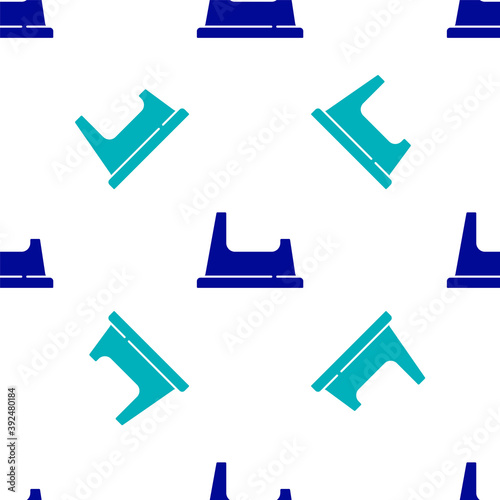 Blue Baby potty icon isolated seamless pattern on white background. Chamber pot. Vector.