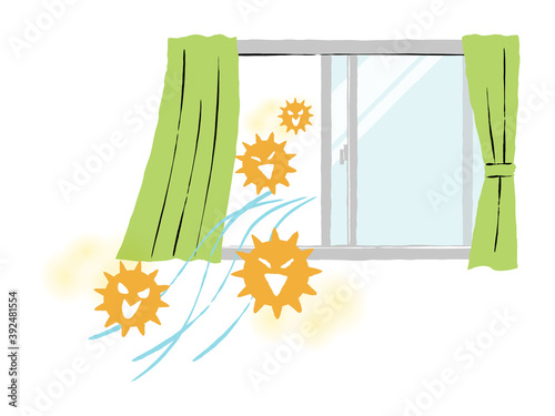 illustration of opening window and ventilation